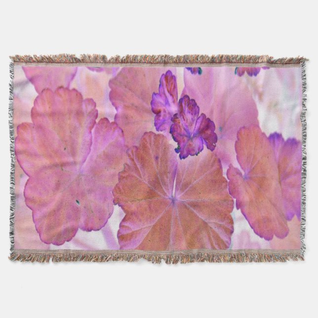 Pink Geranium Leaves Throw Blanket (Front)