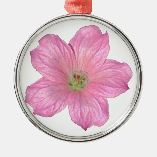 Pink Geranium Metal Tree Decoration (Front)