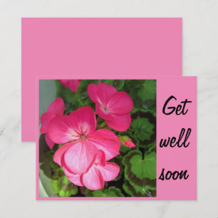 Pink Geranium Photo Get Well Soon Card
