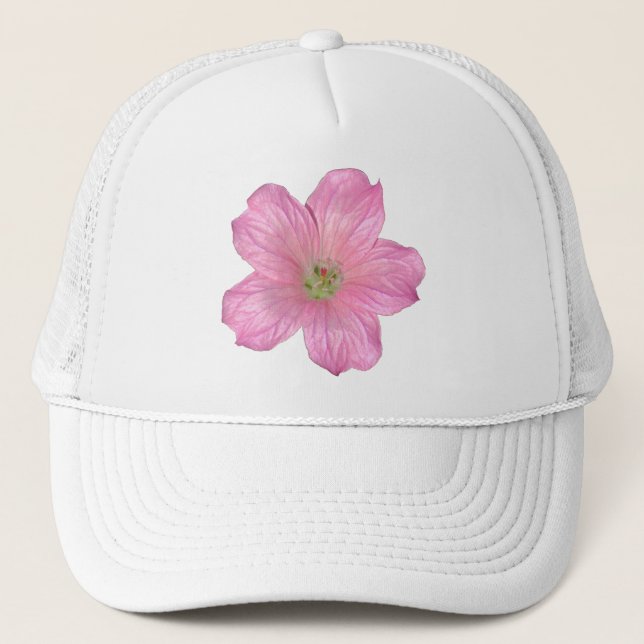Pink Geranium Trucker Hat (Front)