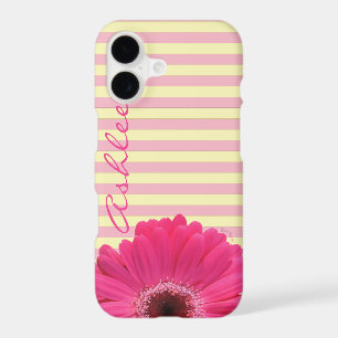 Pink Gerber Daisy And Stripes Add A Name
