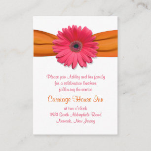 Pink Gerber Daisy Bat Mitzvah Reception Card