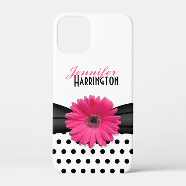 Pink Gerber Daisy Black Polka Dot iPhone 6 case (Back)