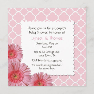 Pink Gerber Daisy Couple's Baby Shower Invitation