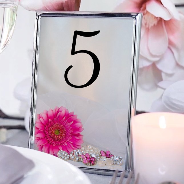 Pink Gerber Daisy Diamond Buttons Table Numbers (Creator Uploaded)