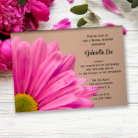 Pink Gerber Daisy on Tan Bridal Shower