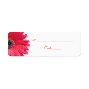 Pink Gerber Daisy Orange Wedding Place Card Labels