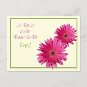 Pink Gerber Daisy Recipe Card for the Bride to Be