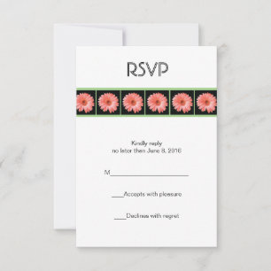Pink gerber daisy RSVP card