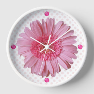 Pink Gerber Daisy Wall Clock