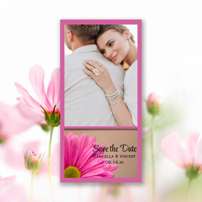 Pink Gerber Daisy Wedding Save the Date Photo Card (Creator Uploaded)