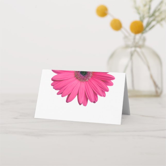 Pink Gerber Gerbera Daisy Wedding Place Card (Front)