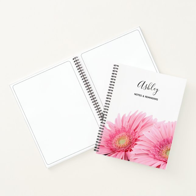 Pink Gerbera Daisies Elegant Photo Notebook (Inside)