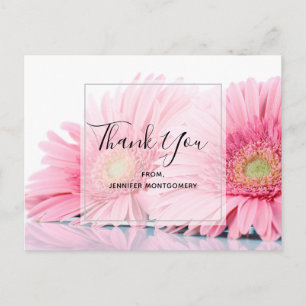 Pink Gerbera Daisies Elegant Photo Thank You Postcard