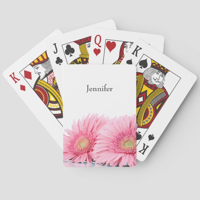 Pink Gerbera Daisies Elegant Photography Playing Cards (Back)