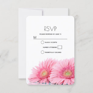 Pink Gerbera Daisies Elegant Photography Wedding RSVP Card