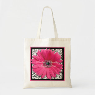 Pink Gerbera Daisy Black Wedding Welcome Bag