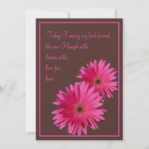 Pink Gerbera Daisy Brown Wedding Invitation