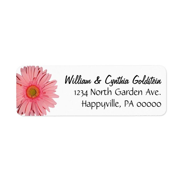Pink Gerbera Daisy Custom Address Labels (Front)
