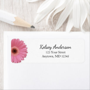 Pink Gerbera Daisy   Custom Floral Return Address Label