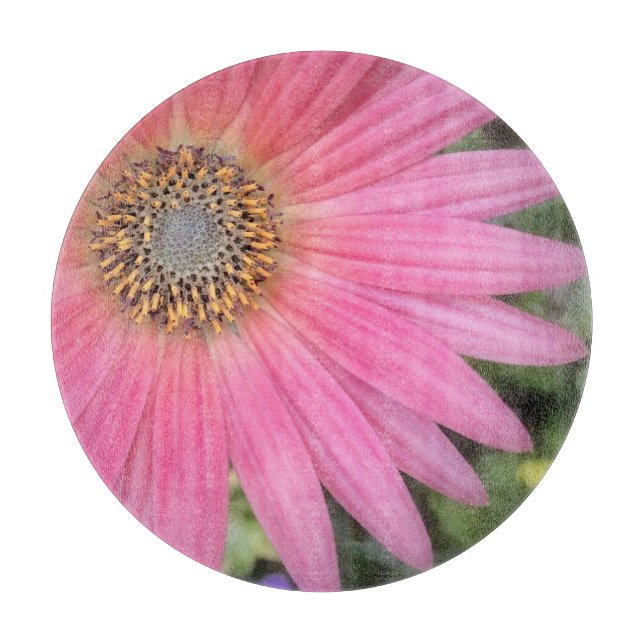 Pink Gerbera Daisy Cutting Board (Front)