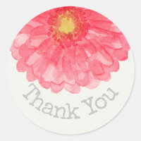 Pink Gerbera Daisy Eggshell White Thank You