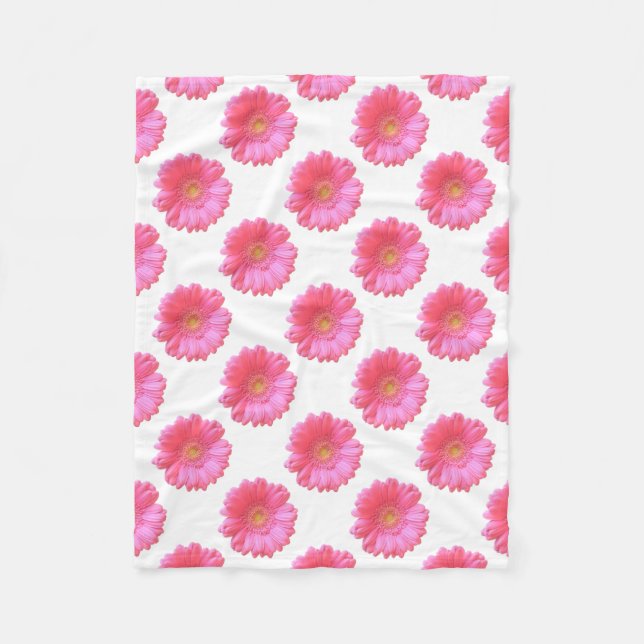 Pink gerbera daisy fleece blanket (Front)