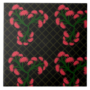 Pink Gerbera Daisy Floral Bouquet pattern Ceramic Tile