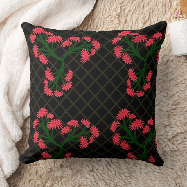 Pink Gerbera Daisy Floral Bouquet pattern  Cushion (Blanket)