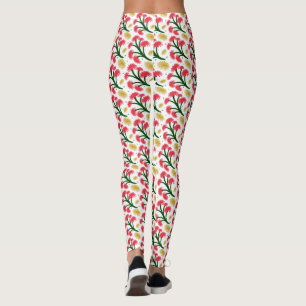 Pink Gerbera Daisy Floral Bouquet pattern Leggings