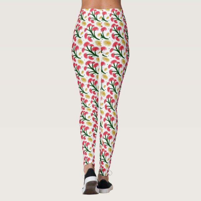 Pink Gerbera Daisy Floral Bouquet pattern  Leggings (Back)