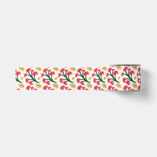 Pink Gerbera Daisy Floral Bouquet pattern Satin Ribbon