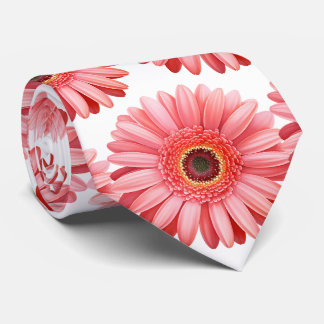 Pink Gerbera Daisy Floral Flower Faux Silk Tie