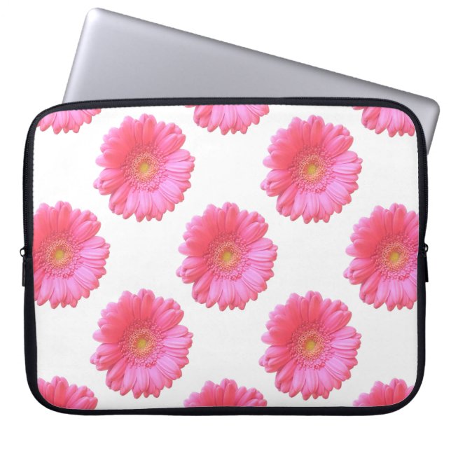 Pink gerbera daisy laptop sleeve (Front)