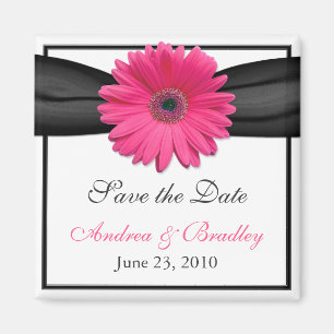 Pink Gerbera Daisy Monogram Wedding Magnet
