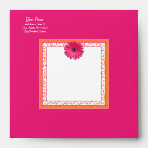 Pink Gerbera Daisy Orange Floral Square Envelopes