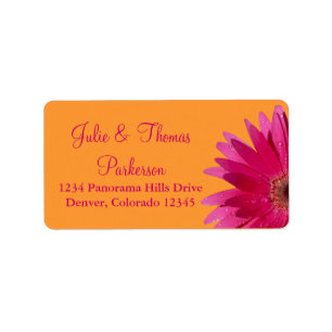 Pink Gerbera Daisy Orange Wedding Address Labels