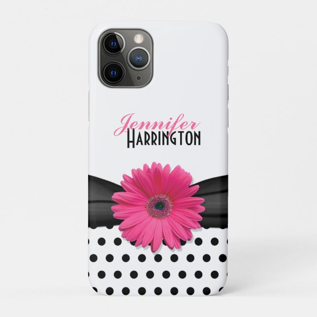 Pink Gerbera Daisy Polka Dot Case-Mate iPhone Case (Back)