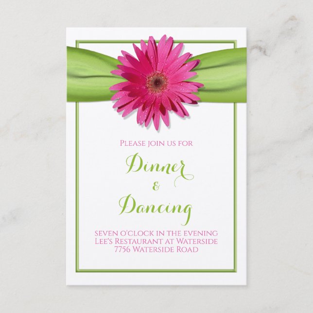 Pink Gerbera Daisy Reception Card (Front)