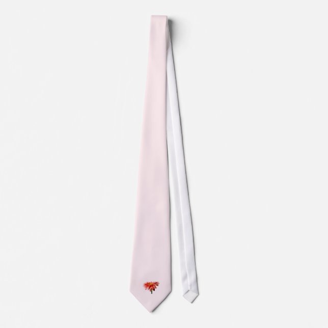 Pink Gerbera Daisy Side View Tie (Front)