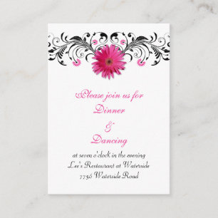 Pink Gerbera Daisy Wedding Reception Card