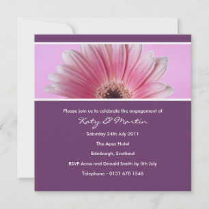 Pink Gerbera Engagement Invitation - purple