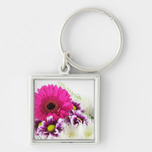 Pink Gerbera Flower Key Ring