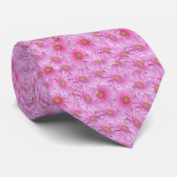 Pink Gerbera Flowers In Tight Clusters, Neck Tie