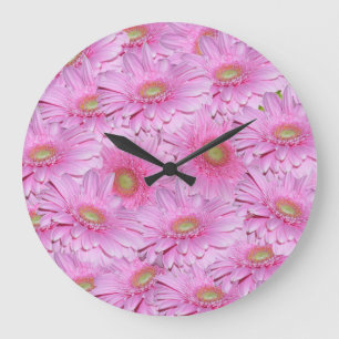 Pink Gerbera Flowers, Wall Clock