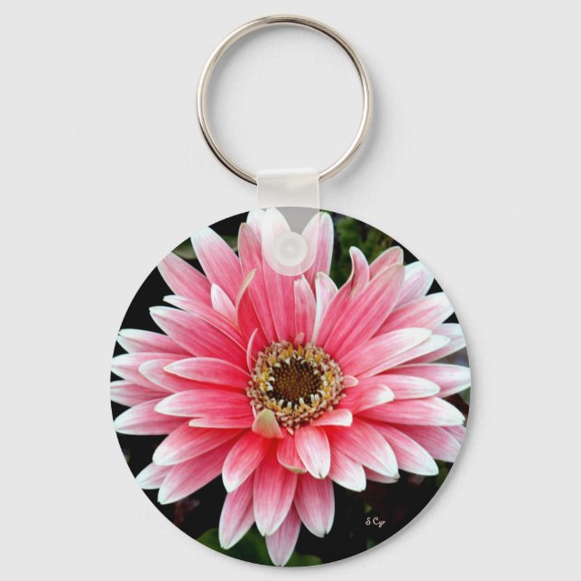 Pink Gerbera Key Ring (Front)