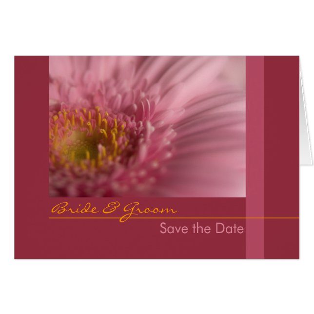 Pink Gerbera Save the Date Card (Front Horizontal)