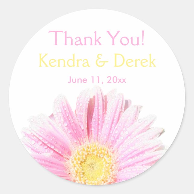 Pink Gerbera Sticker 3" (Optional Background) (Front)