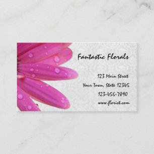 Pink Gerbera Water Drops Business Card