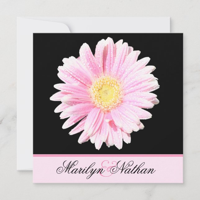 Pink Gerbera Wedding Invitation (Front)
